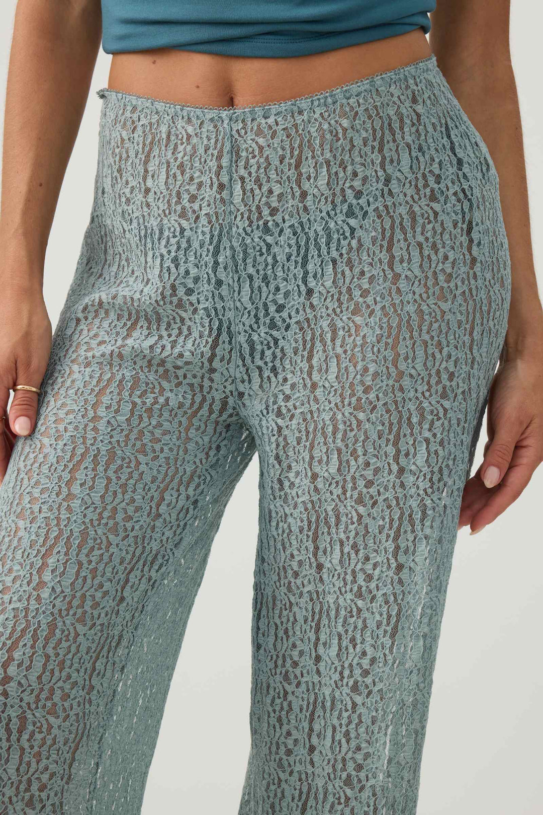 Lace Wide Leg Knit Pants