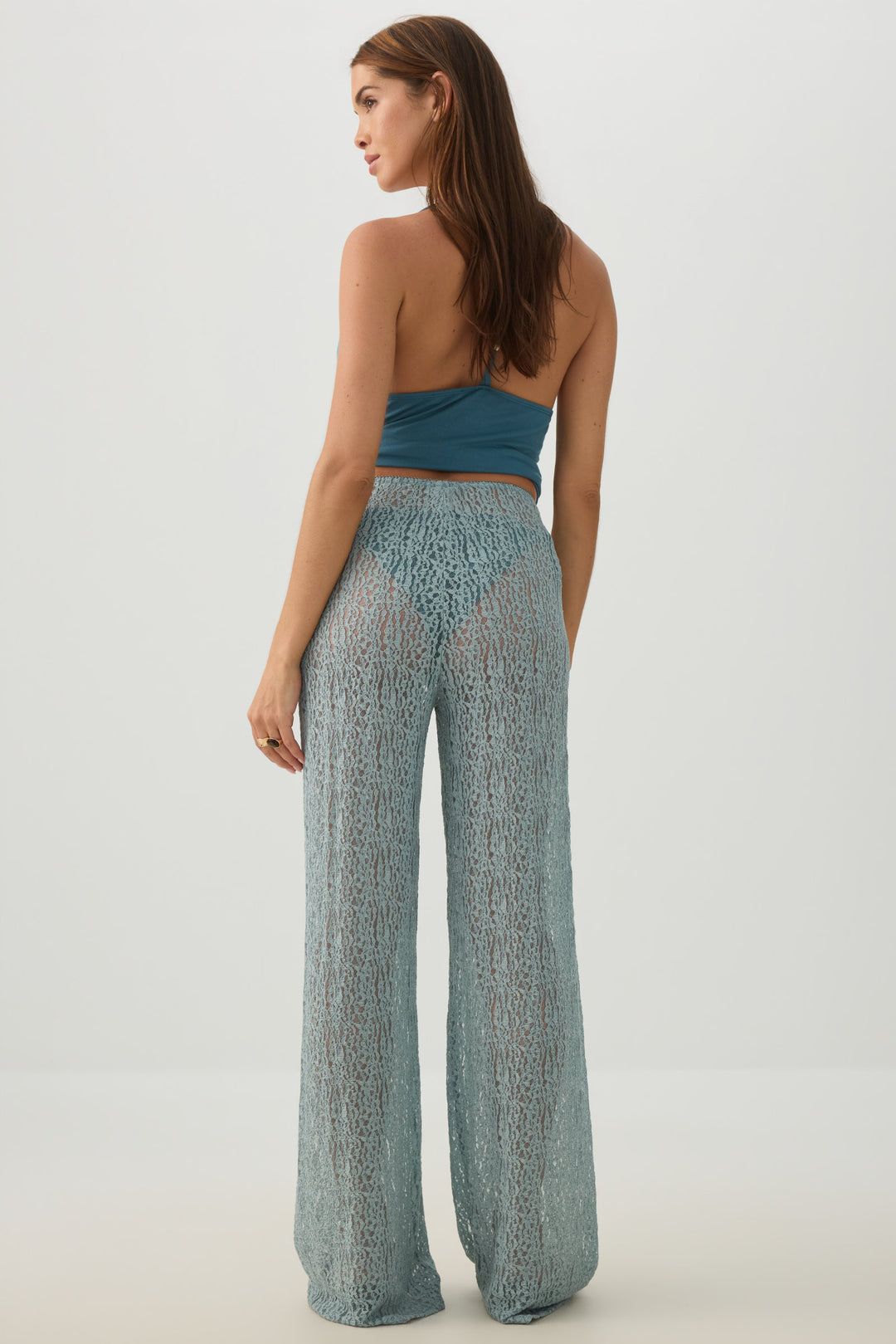 Lace Wide Leg Knit Pants