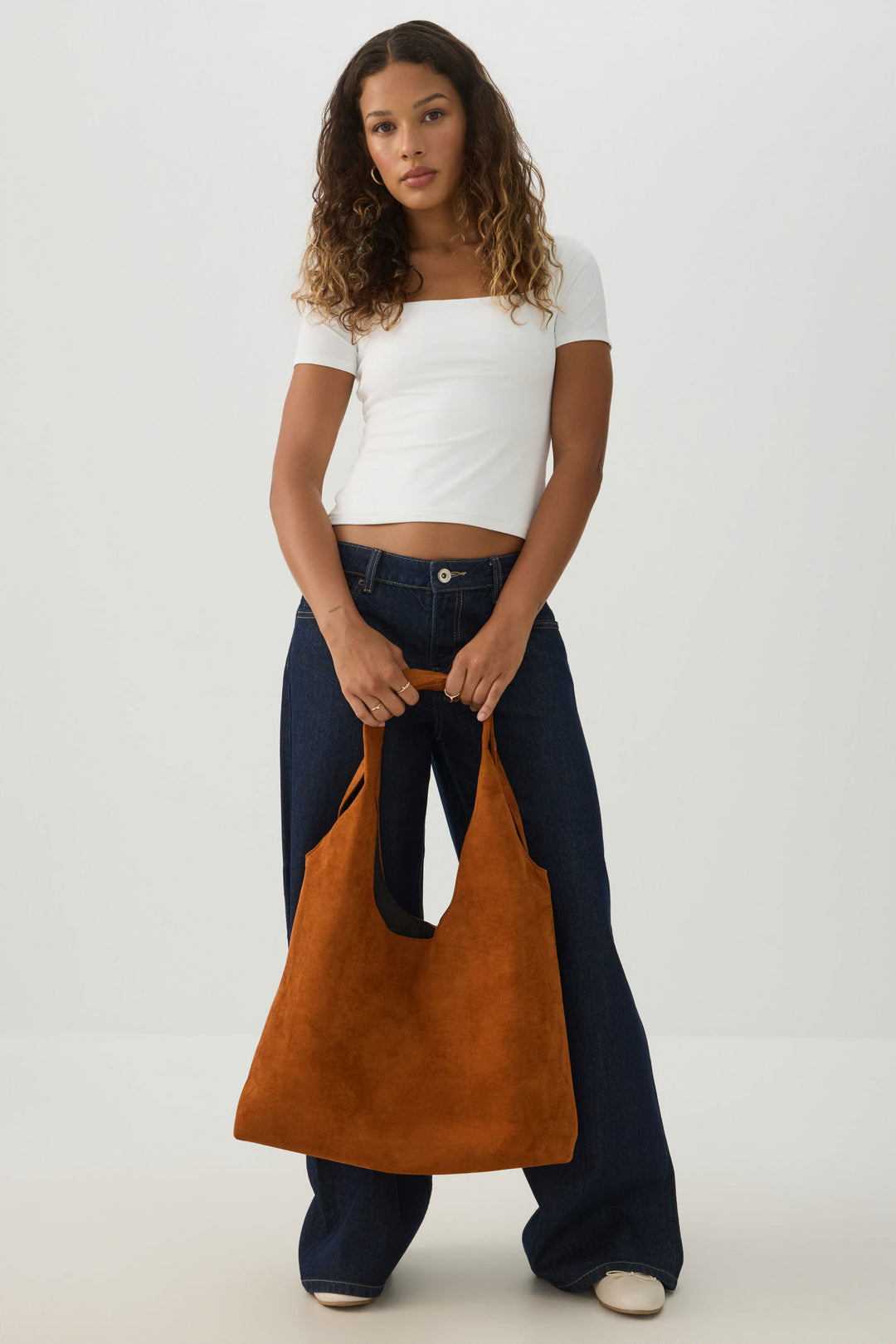 Suede Shoulder Tote