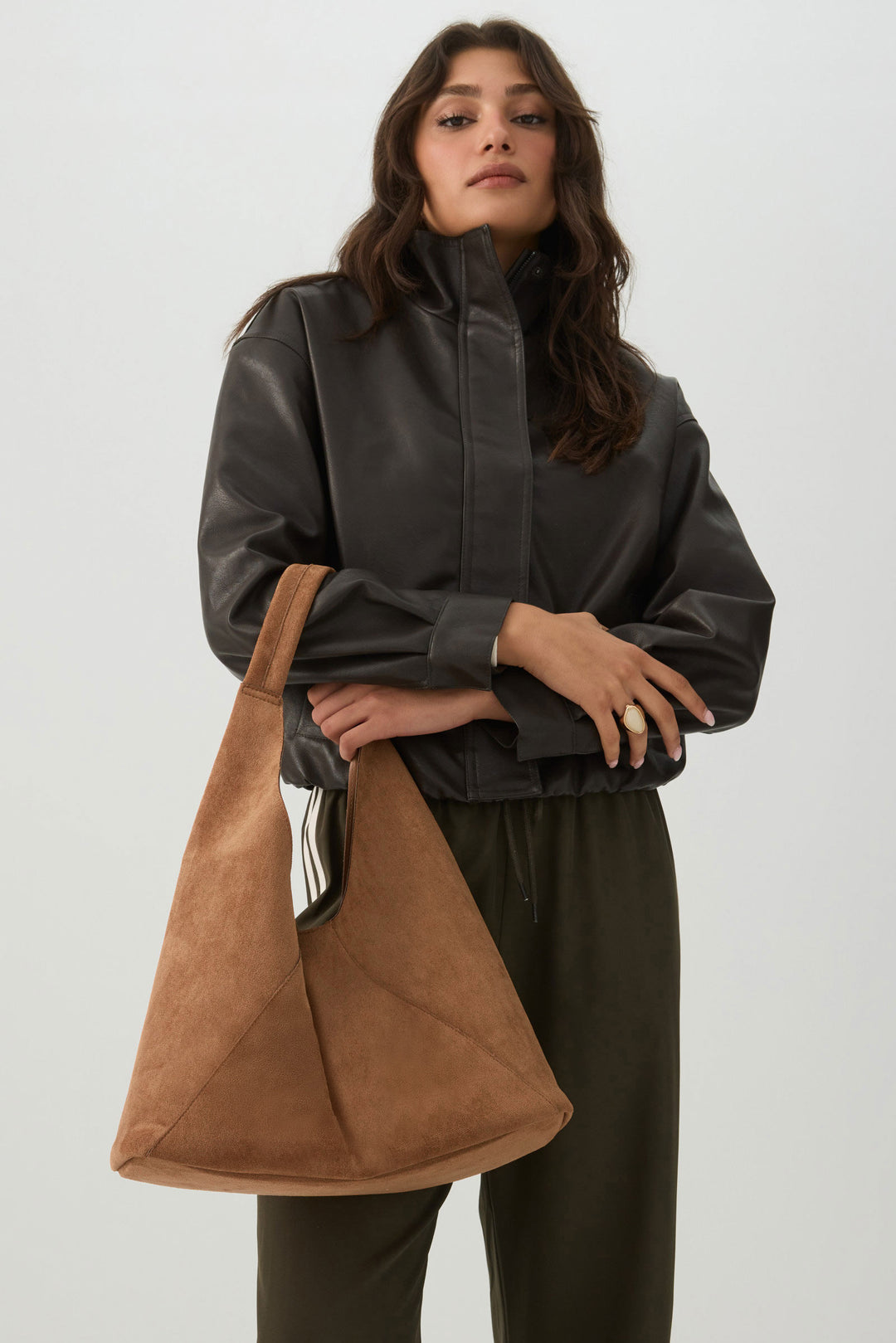 Faux Suede Tote Bag