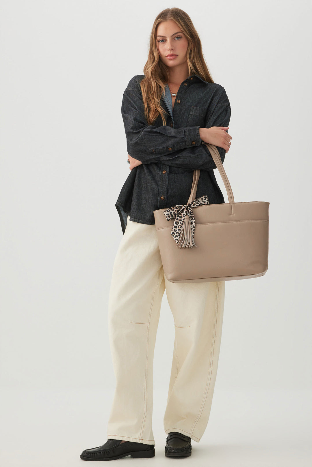 Large Tote Bag with Scarf & Tassel