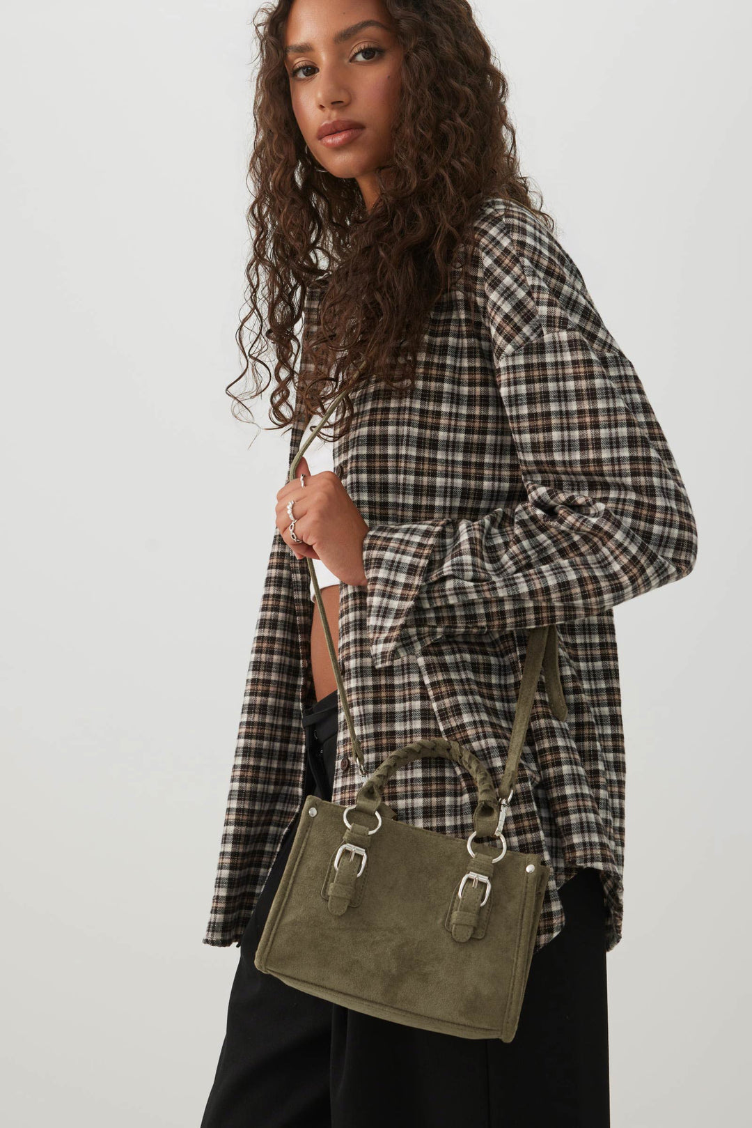 Faux Suede Small Tote Handbag