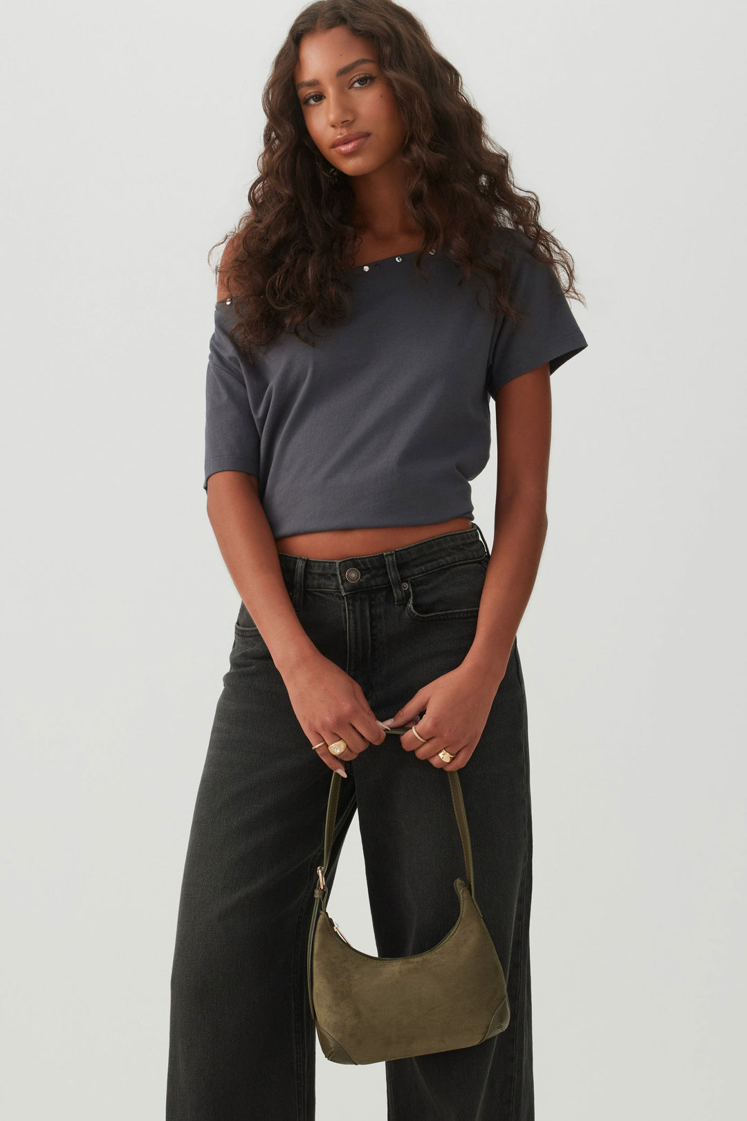 Faux Suede Shoulder Bag