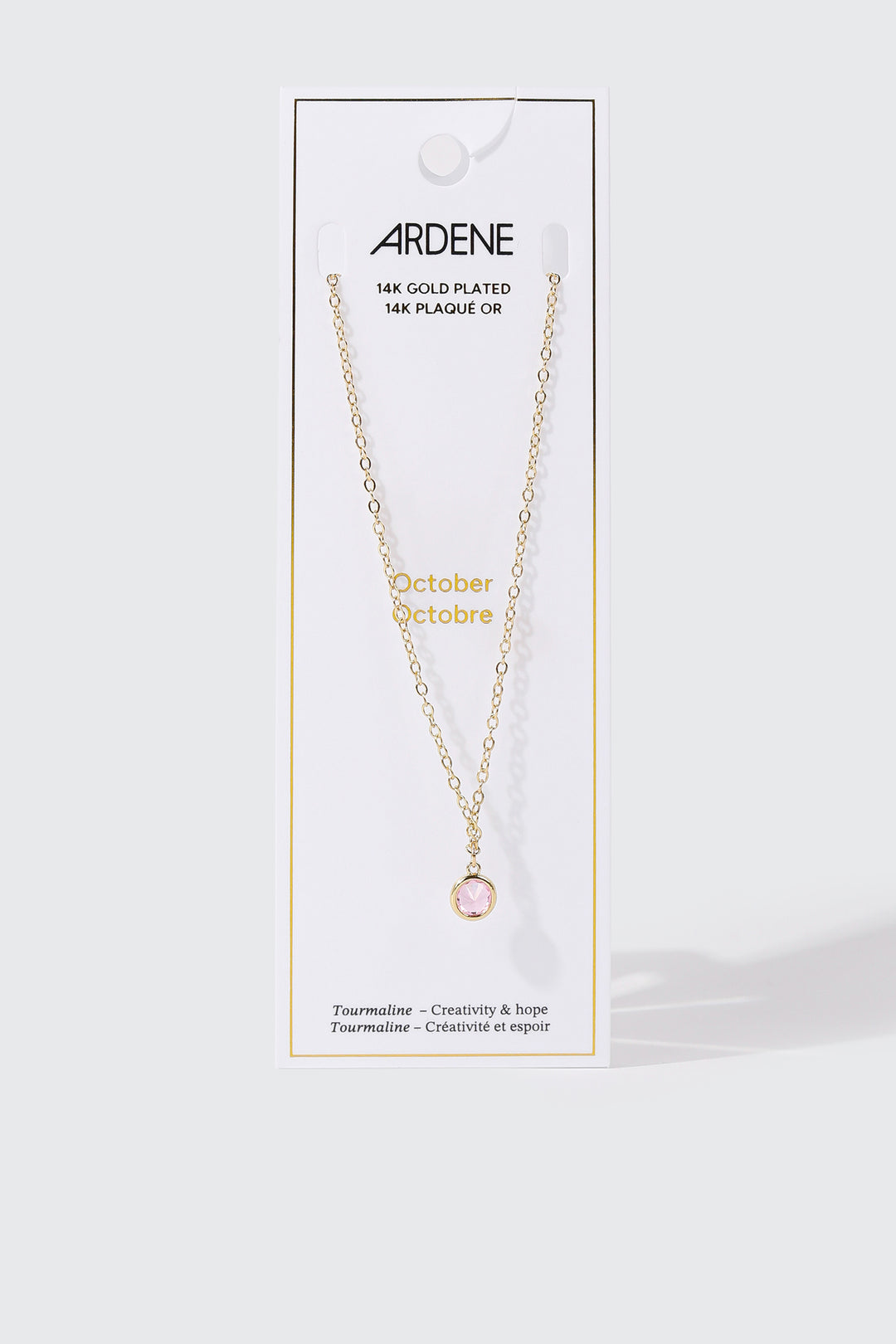 Collier plaqué or 14 k avec pierre de naissance d'octobre
