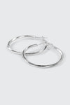 14K White Gold Plated Hoop Earrings