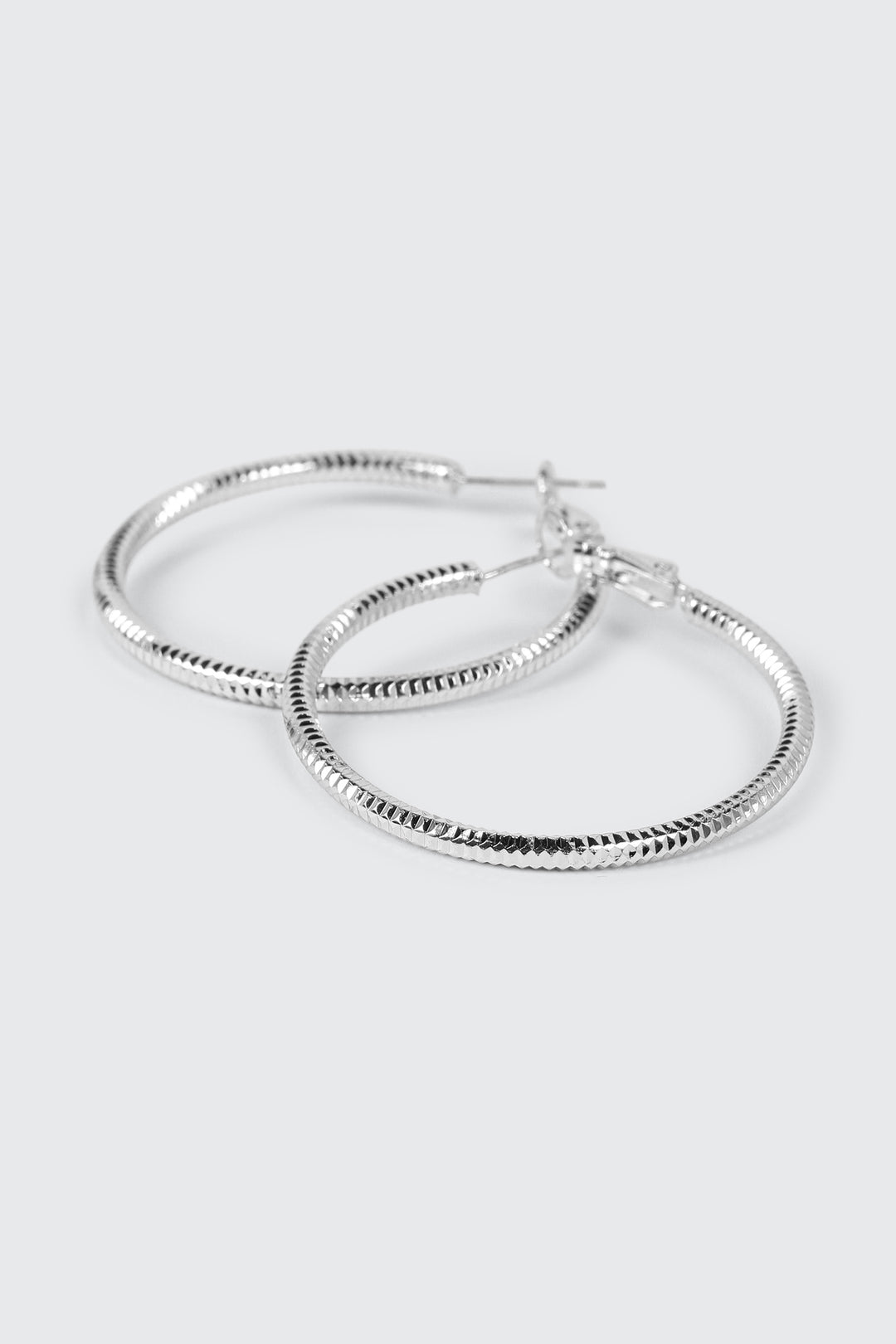 14K White Gold Plated Hoop Earrings