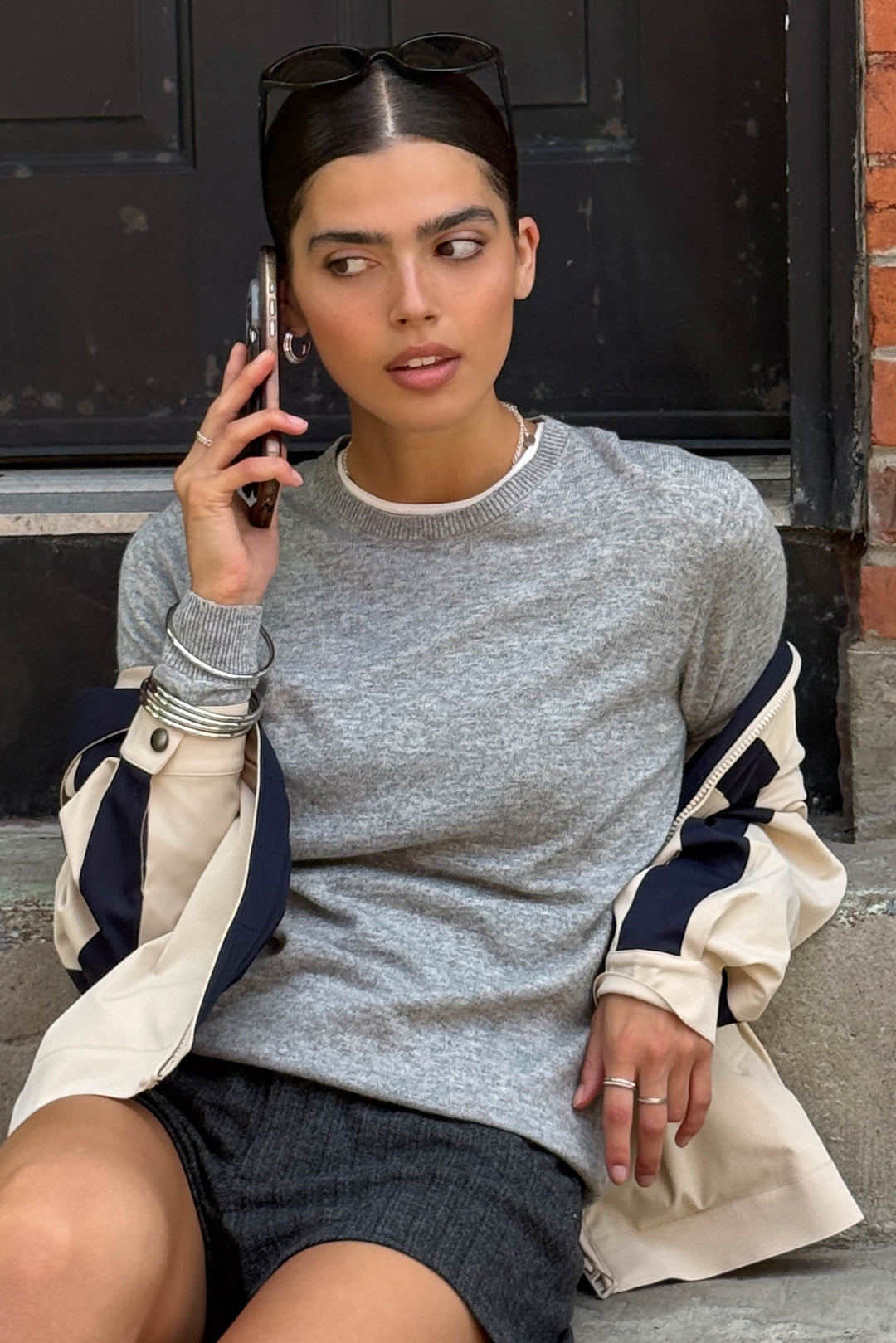Cashmere Blend Crew Neck Sweater