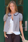 Plaid Puff Sleeve Button Up Shirt