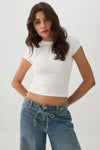Embroidered Fine Rib Cropped T-Shirt