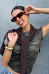 Camo Fine Rib Cropped T-Shirt