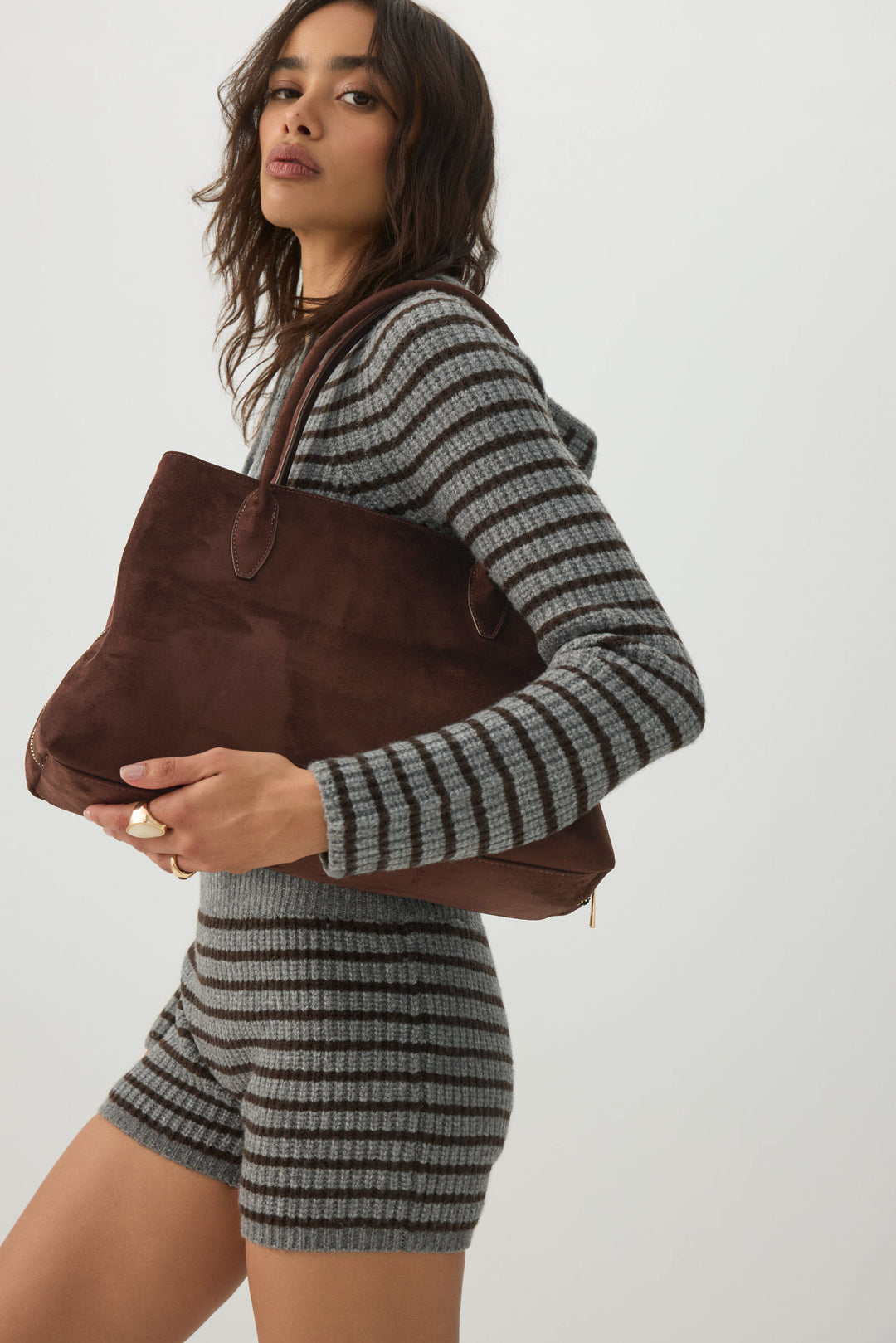 Faux Suede Tote Bag