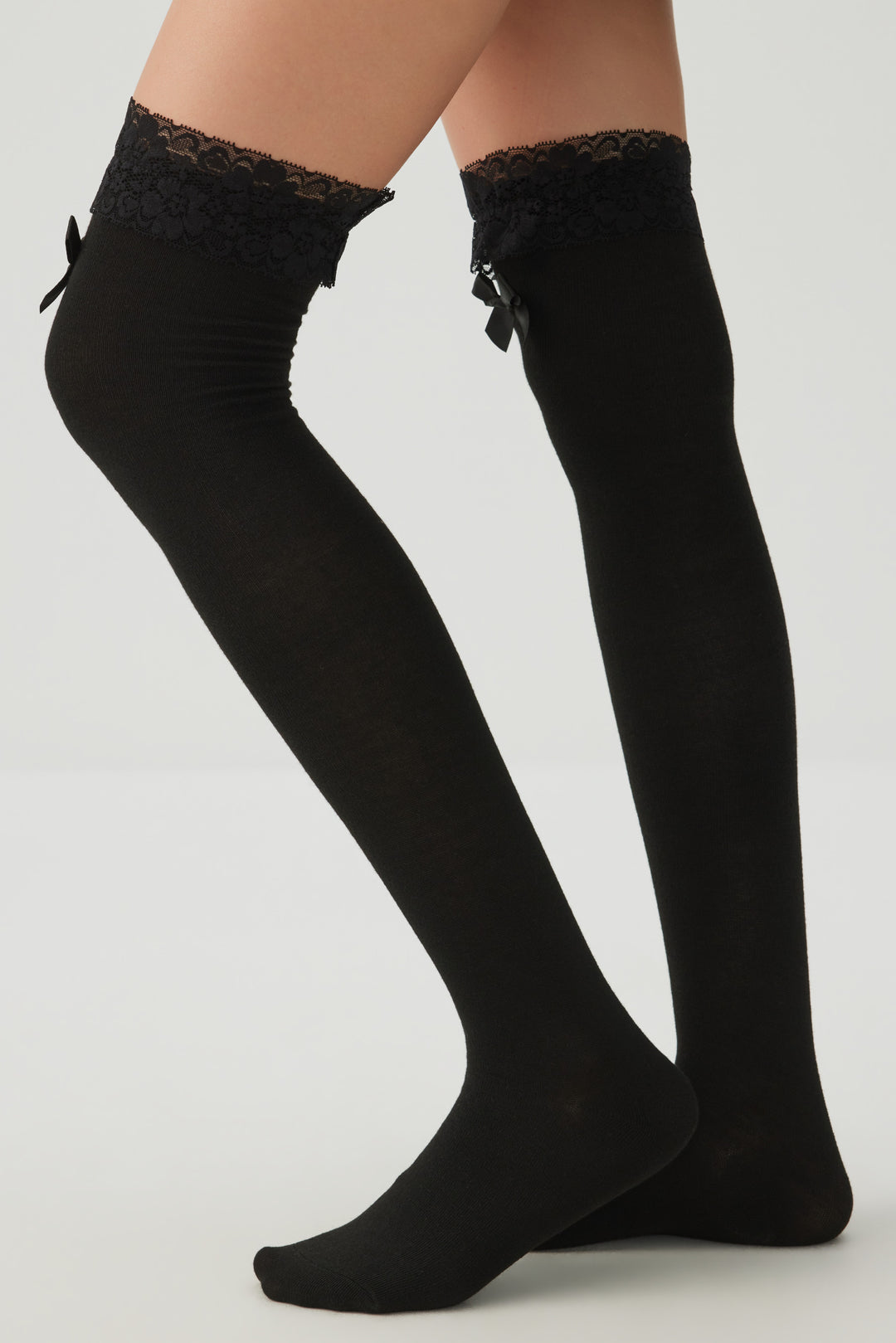 Lace Trim Bow Over the Knee Socks
