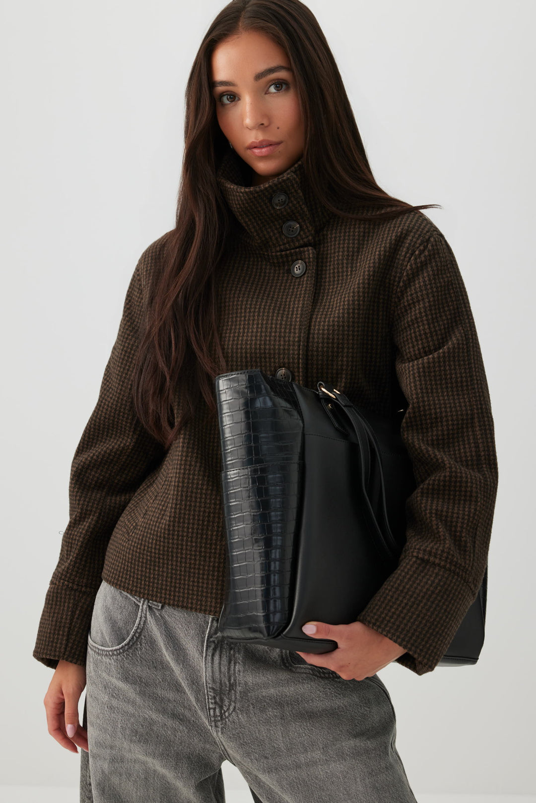 Large Faux Leather Shoulder Bag