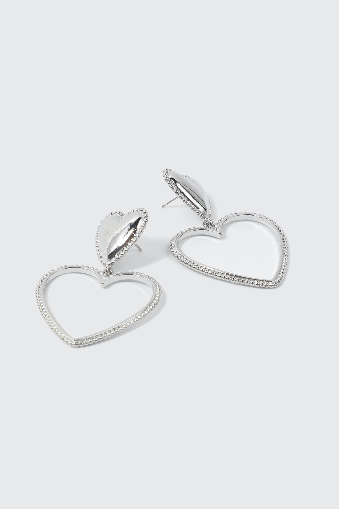 Double Heart Drop Earrings