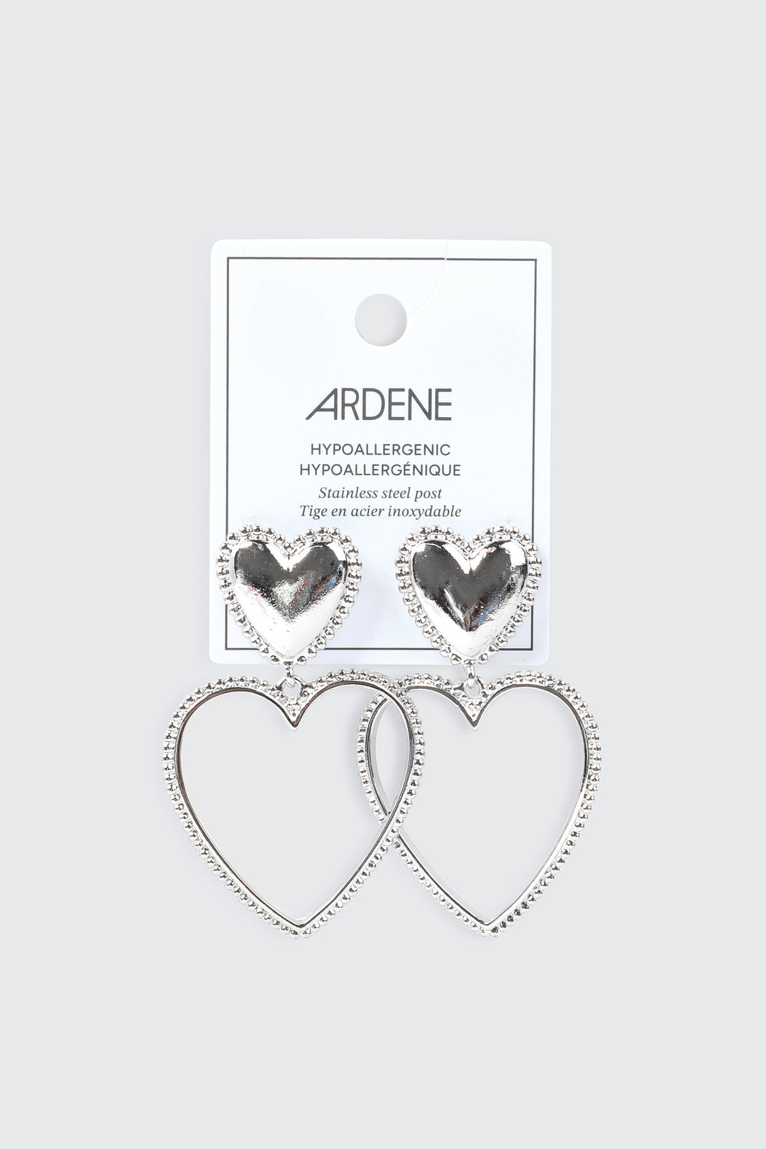 Double Heart Drop Earrings