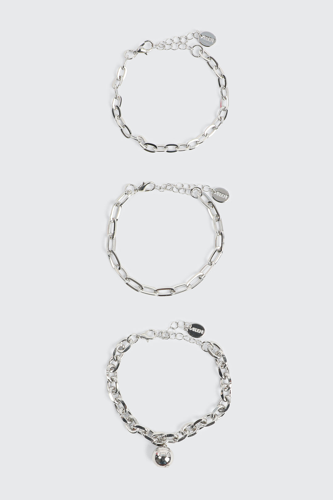 3-Pack Chunky Chain Bracelets with Sphere Charm