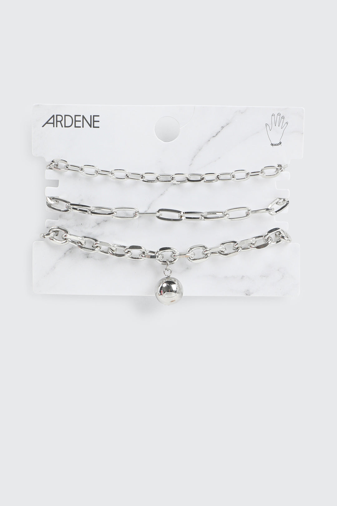 3-Pack Chunky Chain Bracelets with Sphere Charm