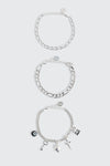 3-Pack Charm Chain Bracelets