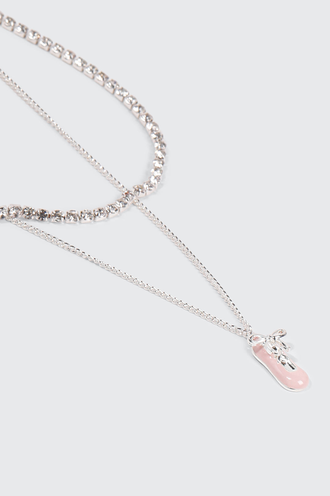 Two-Row Tennis Necklace with Ballet Slipper