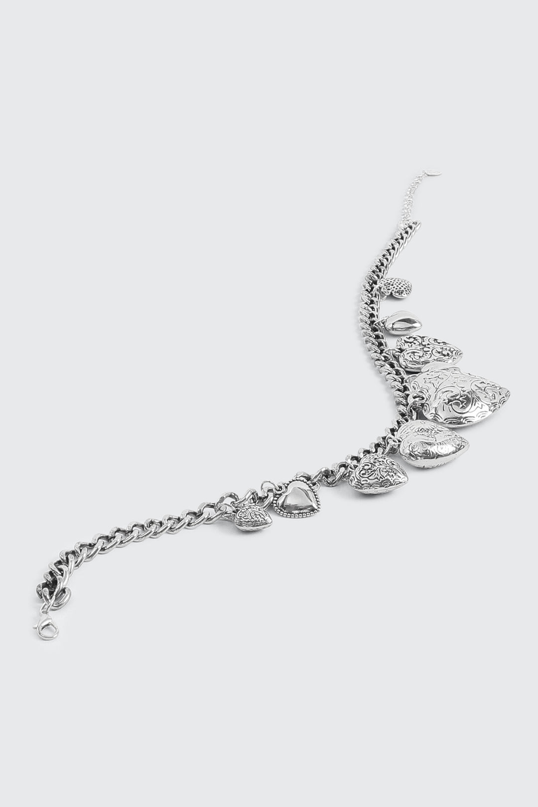 Chunky Chain Necklace with Heart Pendants