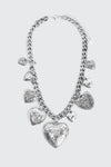 Chunky Chain Necklace with Heart Pendants