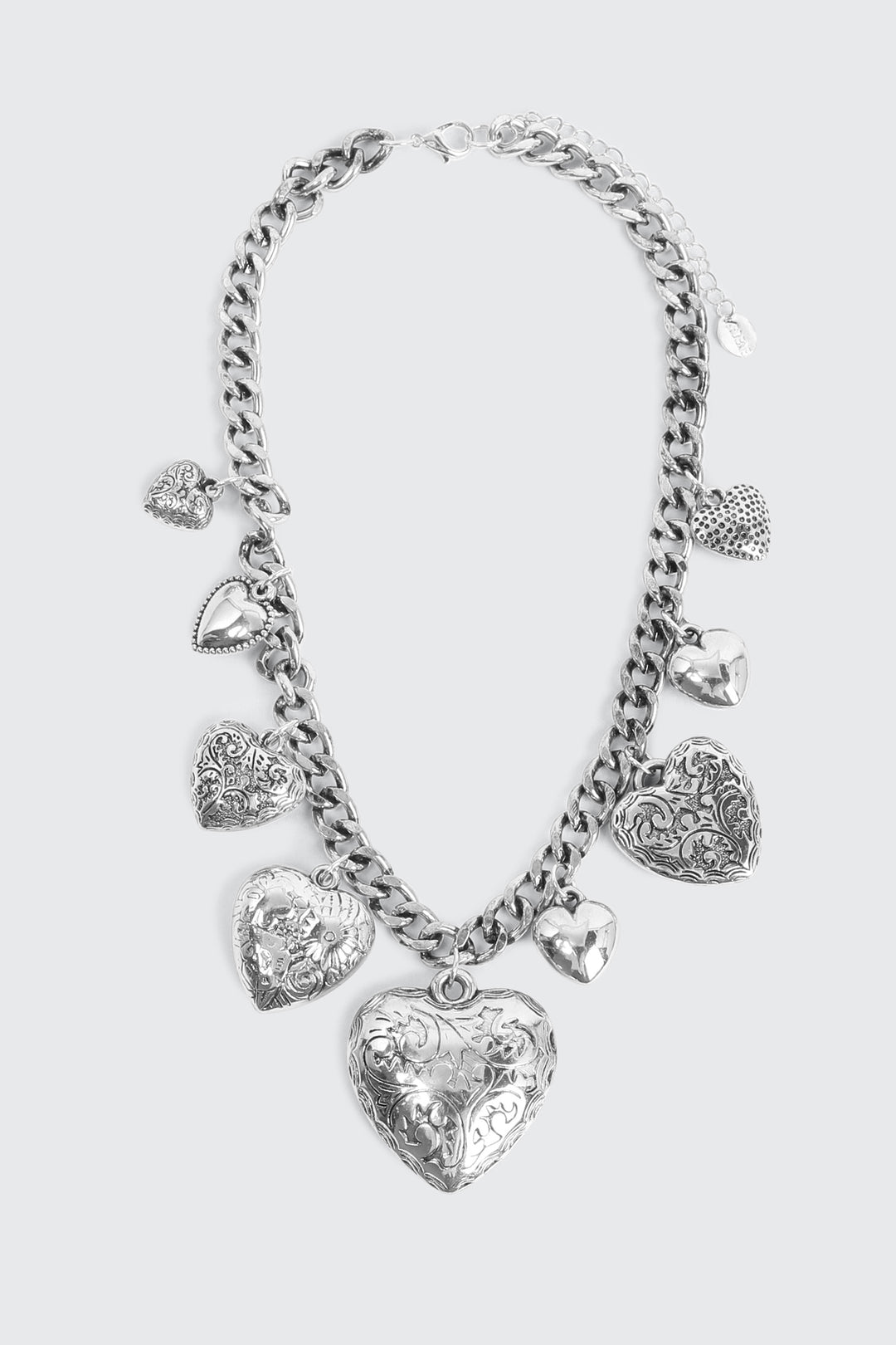 Chunky Chain Necklace with Heart Pendants