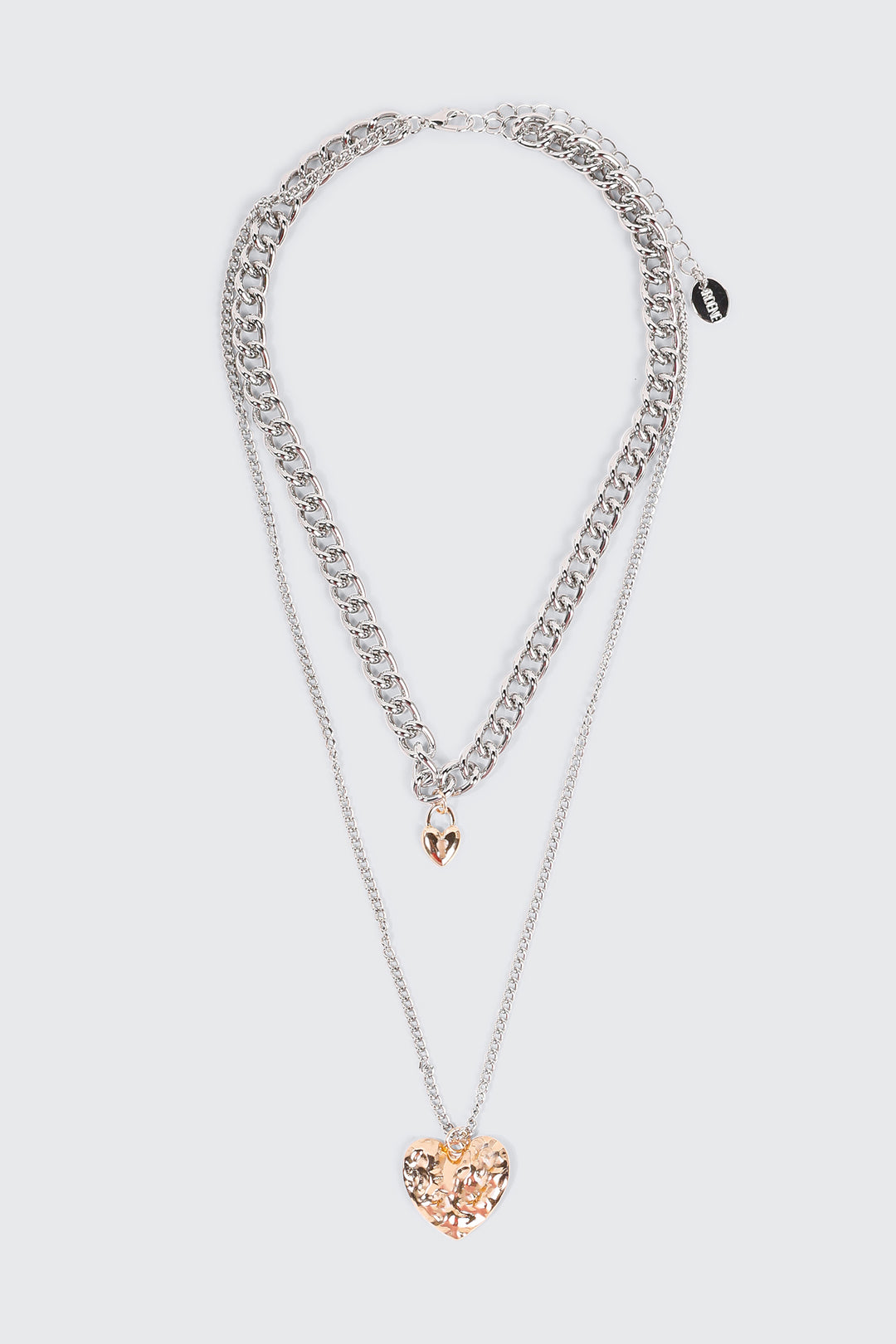 2-Row Necklace with Heart Pendants