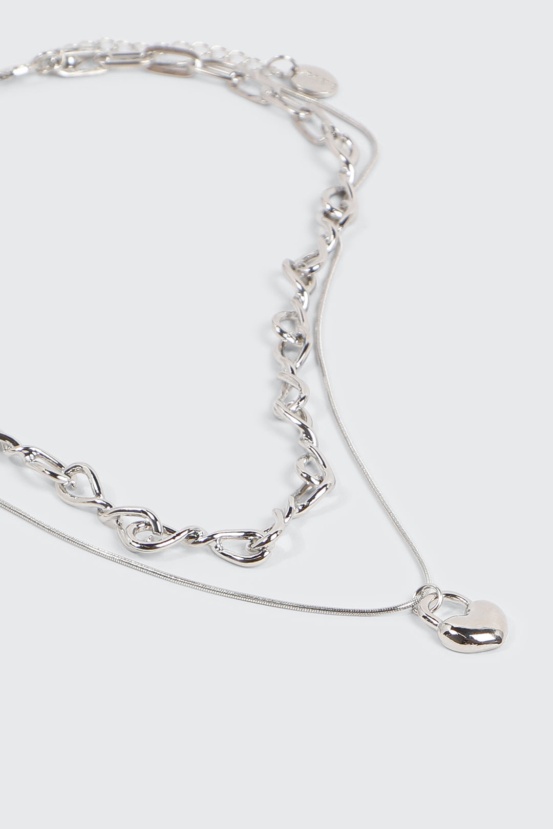 Two-Row Twist Chain & Lock Pendant Necklace