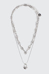 Two-Row Twist Chain & Lock Pendant Necklace
