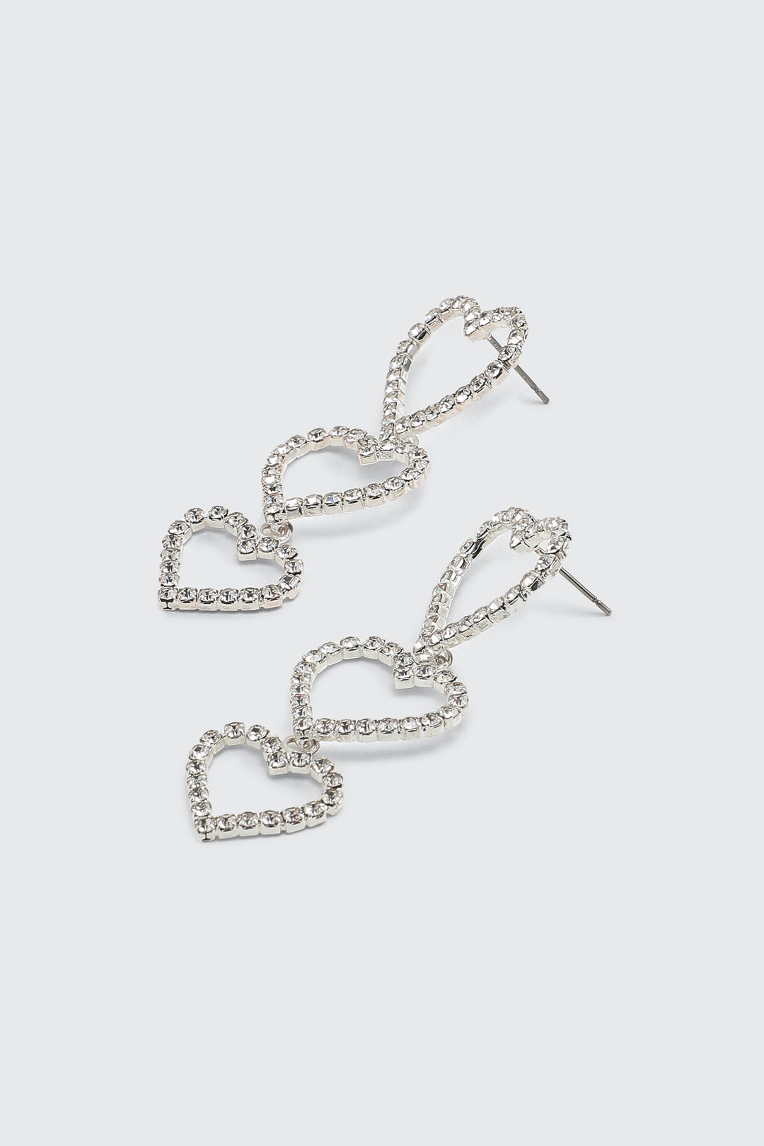 Rhinestone Heart Trio Earrings