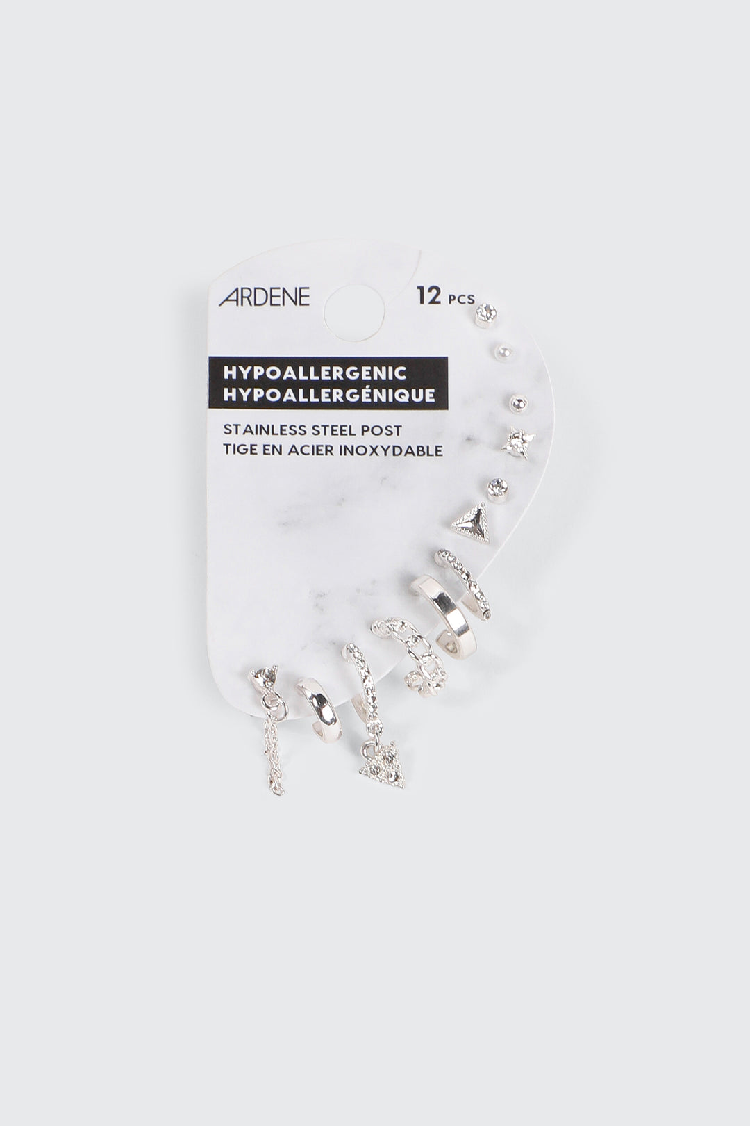 12-Pack of Silver Tone Mix Earrings