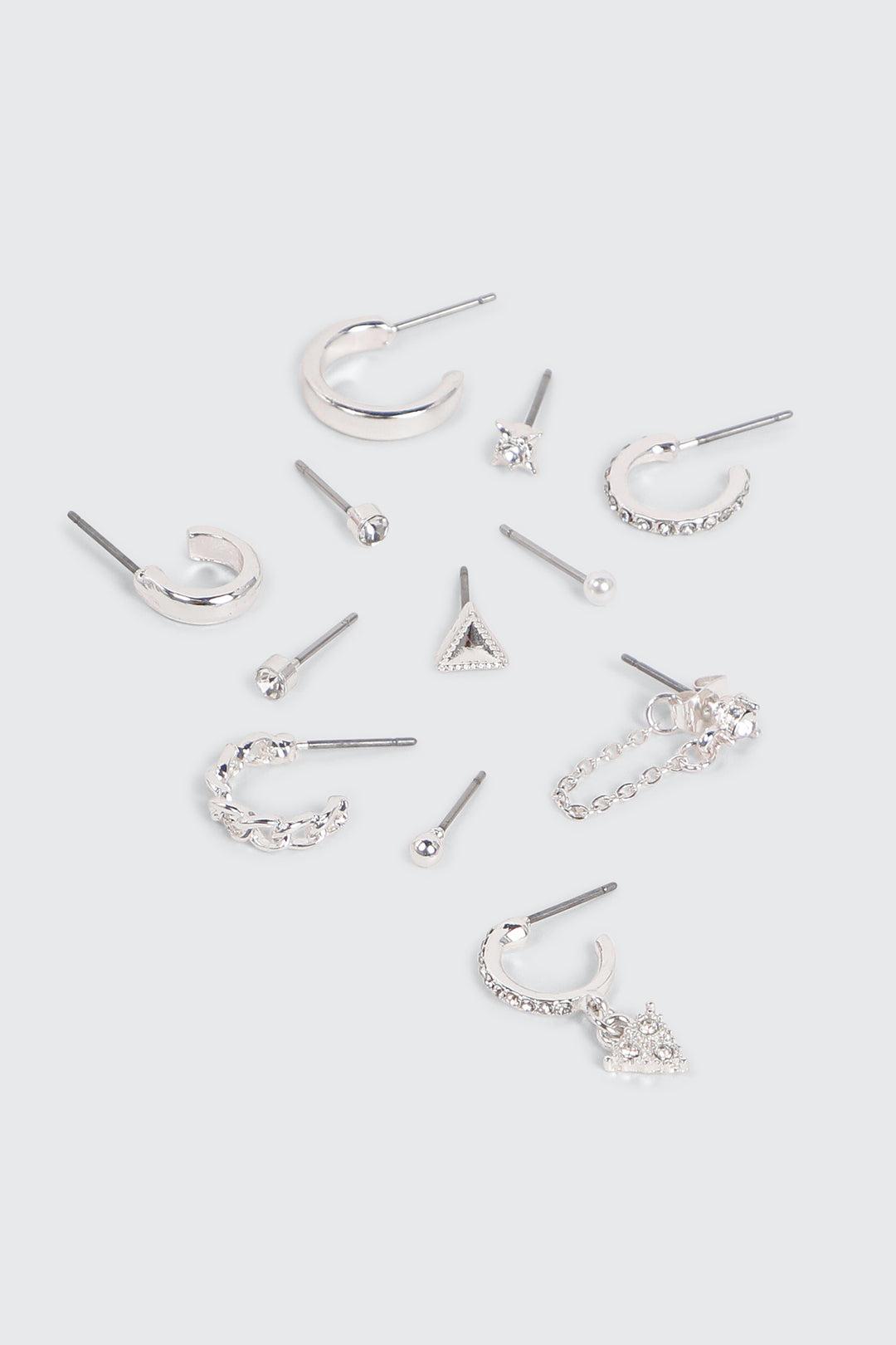 12-Pack of Silver Tone Mix Earrings