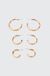 3-Pack Thick Hoop Earrings
