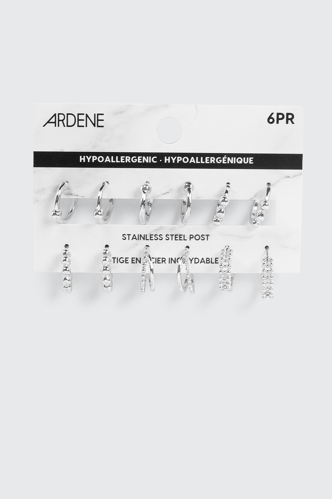6-Pack Assorted Hoop Earrings