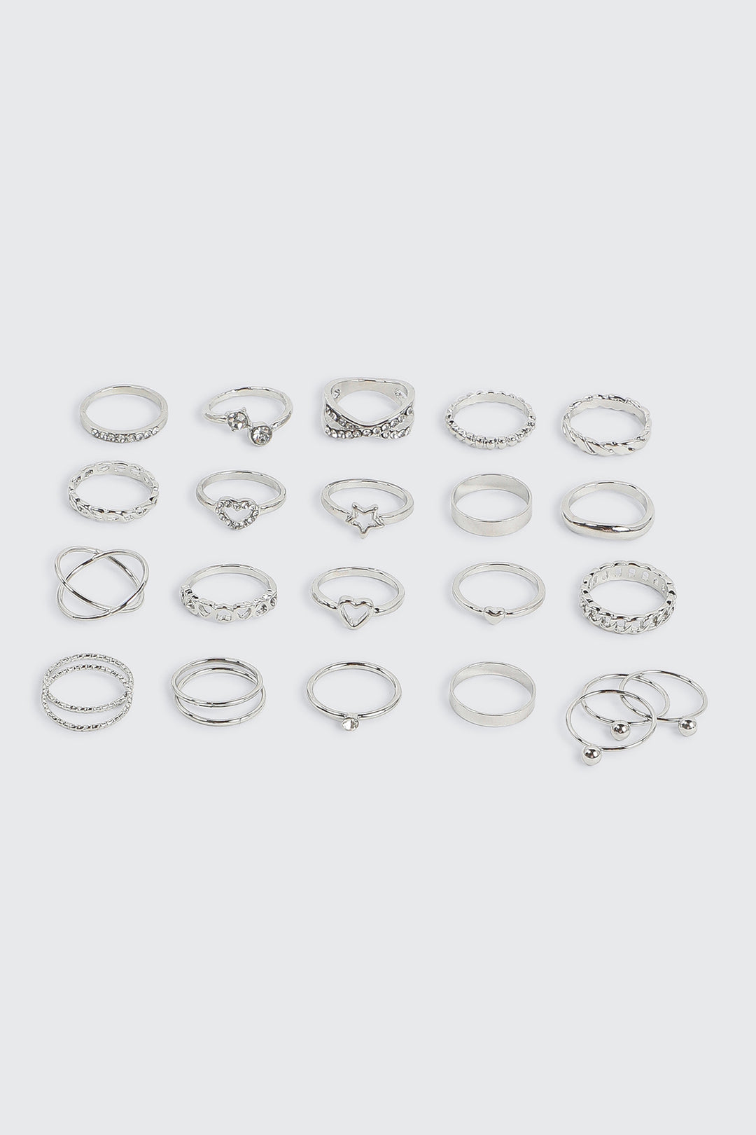 20-Pack Assorted Silver Rings