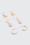 3-Pack Bow & Heart Hoop Earrings