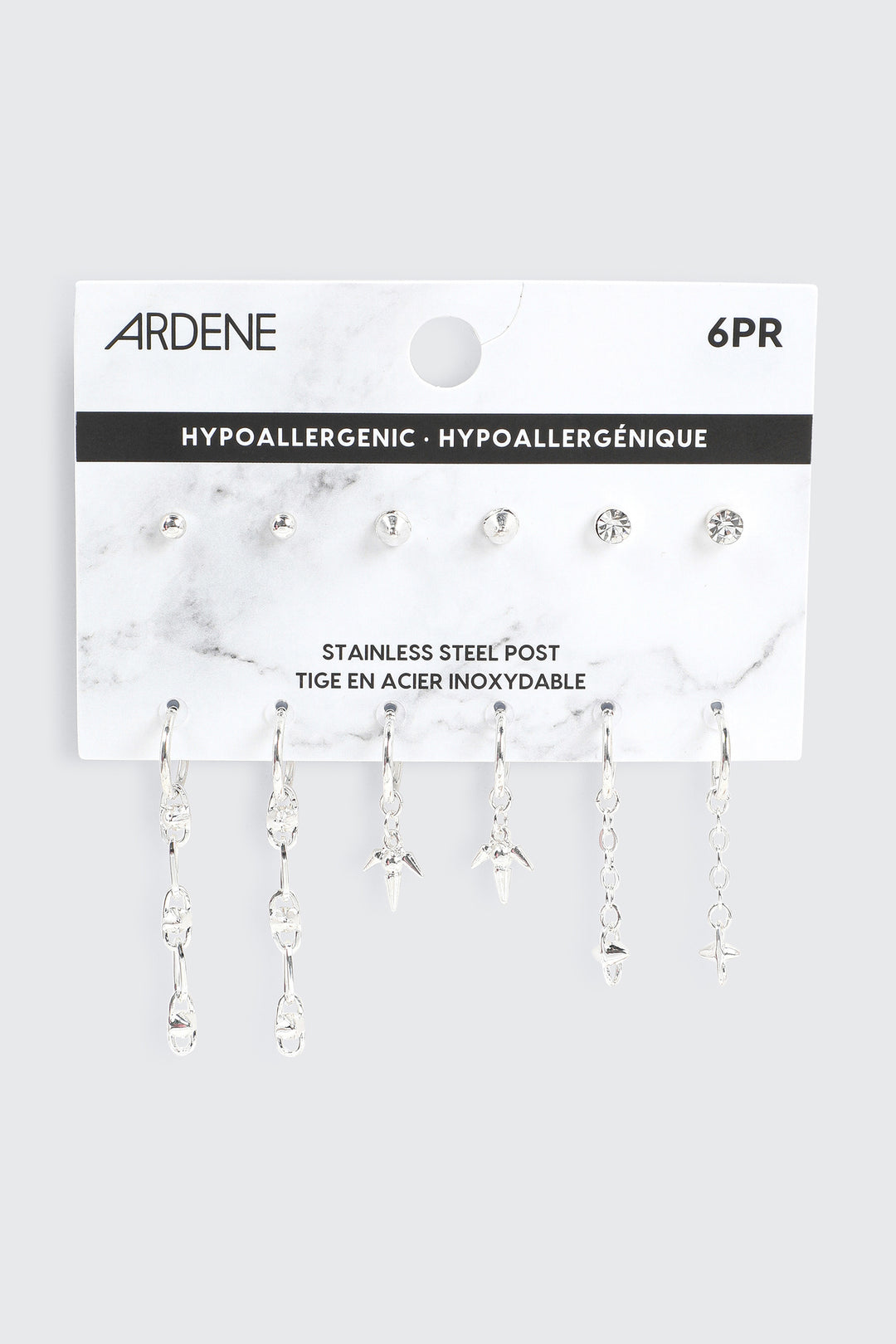 6-Pack Hoop and Stud Earrings with Spikes