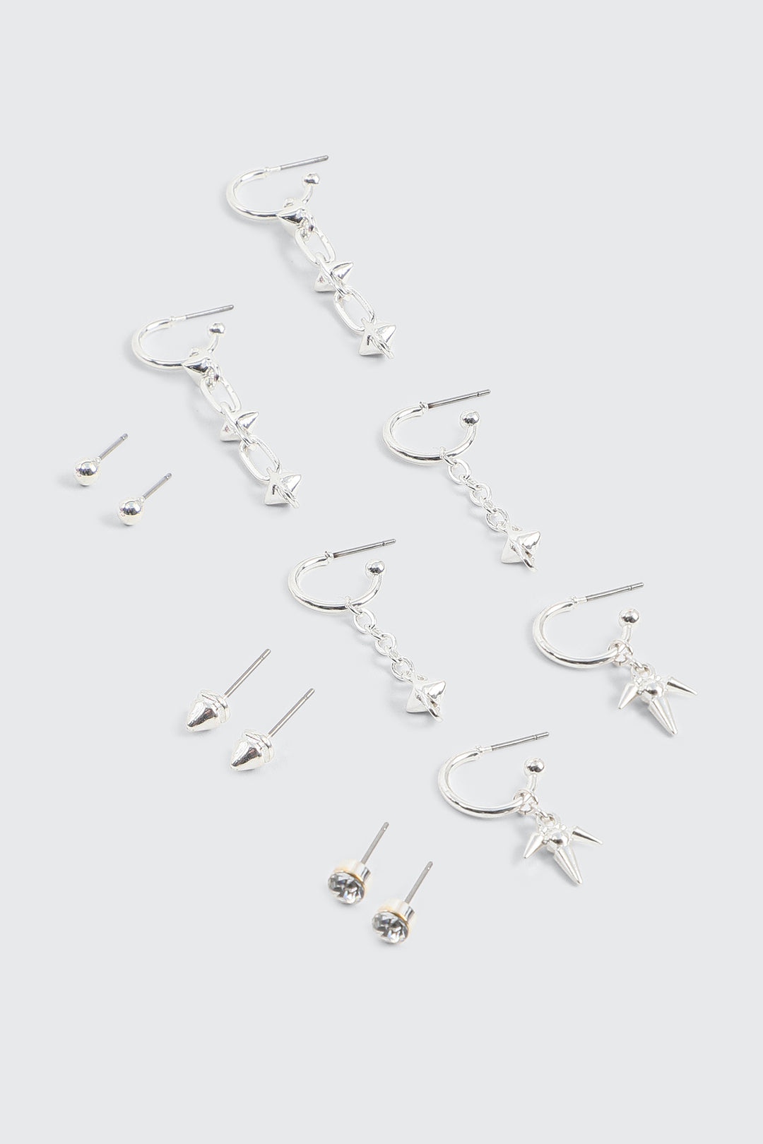 6-Pack Hoop and Stud Earrings with Spikes