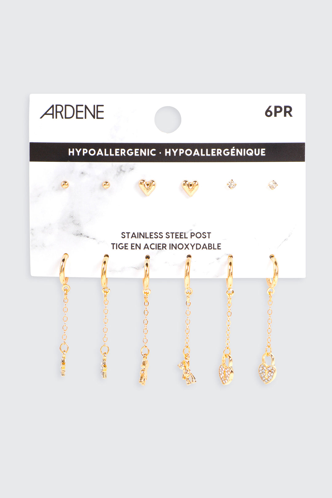 6 paires de boucles d'oreilles à breloques
