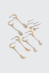 6 paires de boucles d'oreilles à breloques