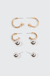 3-Pack Sphere Charm Hoop Earrings