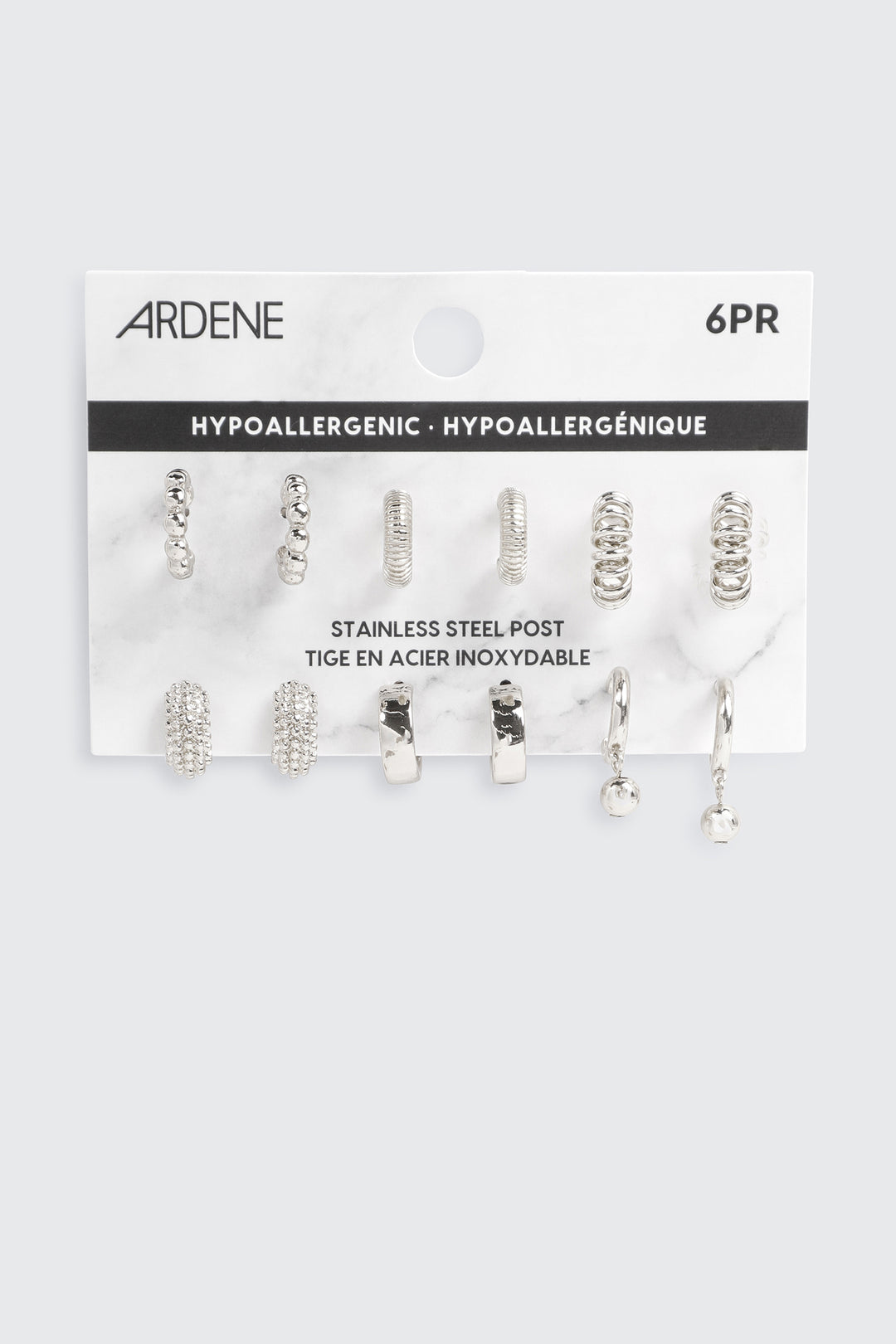 6-Pack Sphere & Twist Hoop Earrings