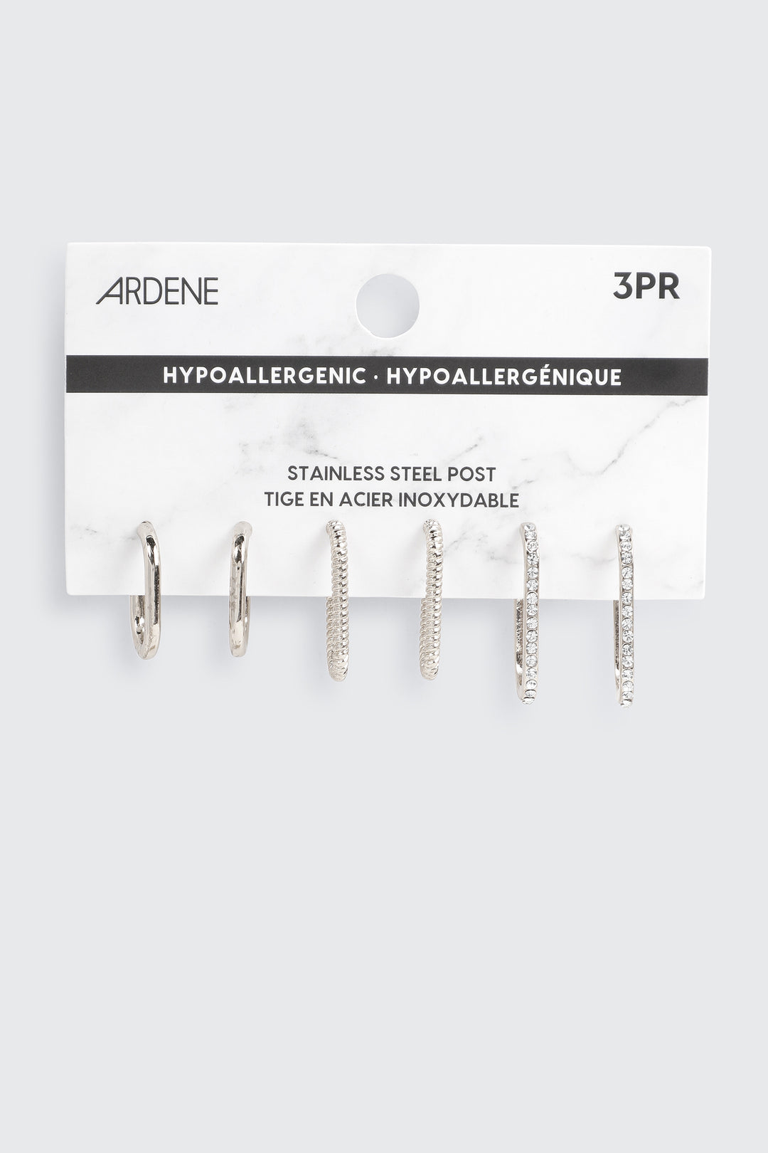 3-Pack Assorted Hoop Earrings