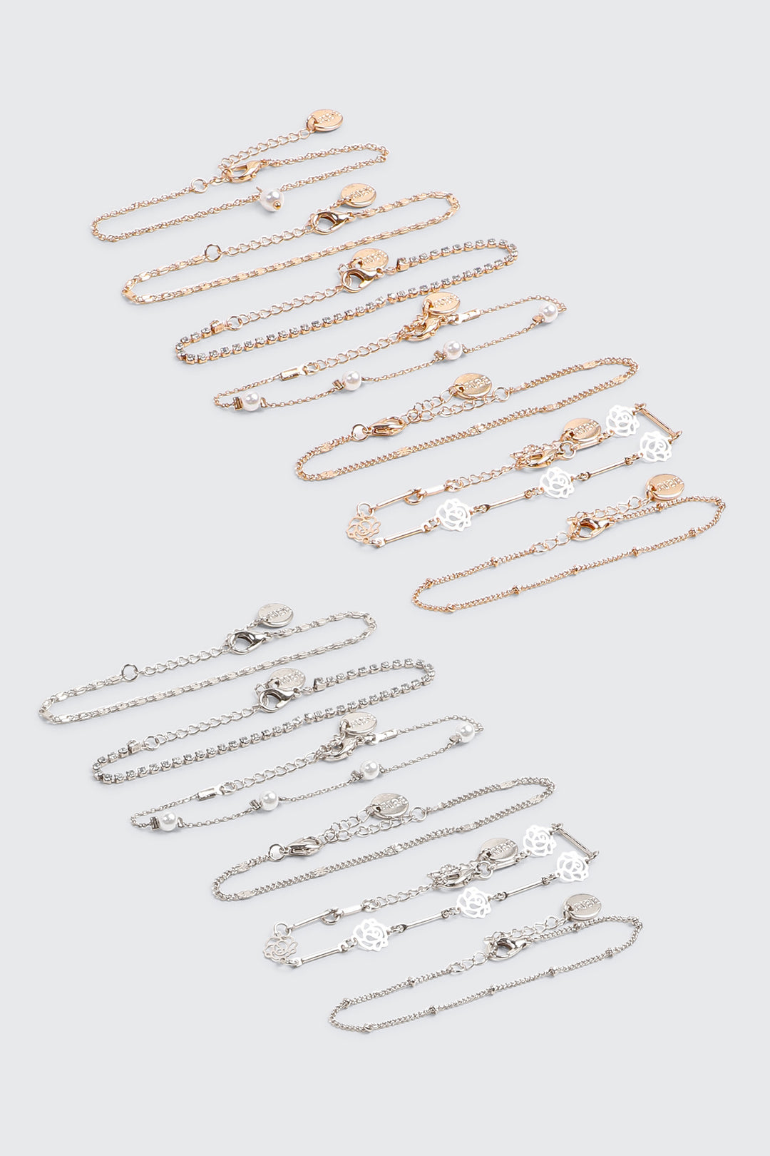 13-Pack Pearl & Rose Bracelets