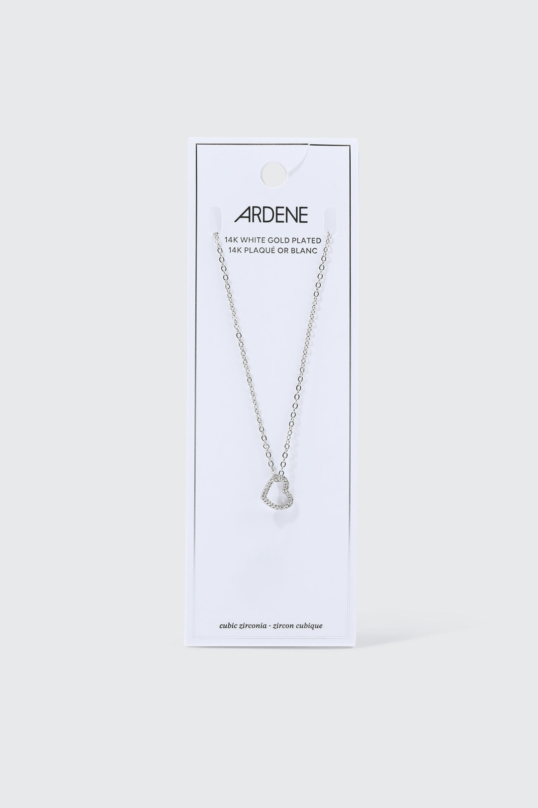 14K White Gold Plated Heart Necklace