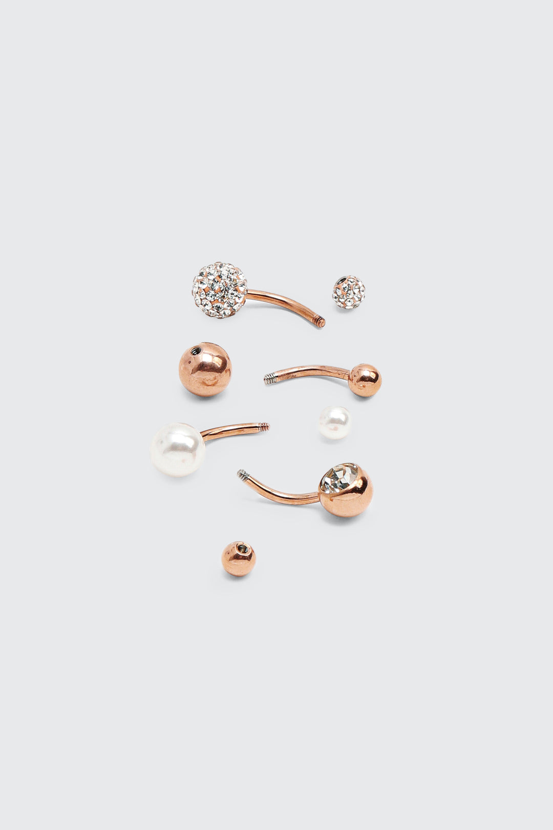 4-Pack Stone & Pearl Navel Piercings