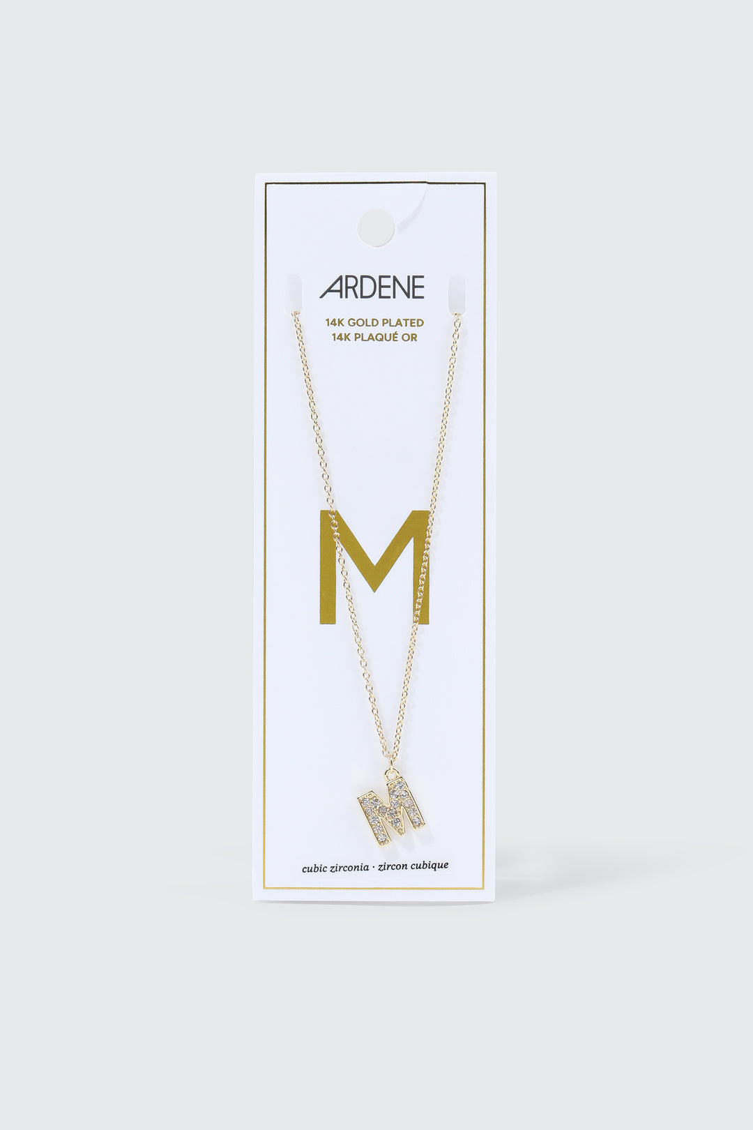Collier initiale M plaqué or 14K