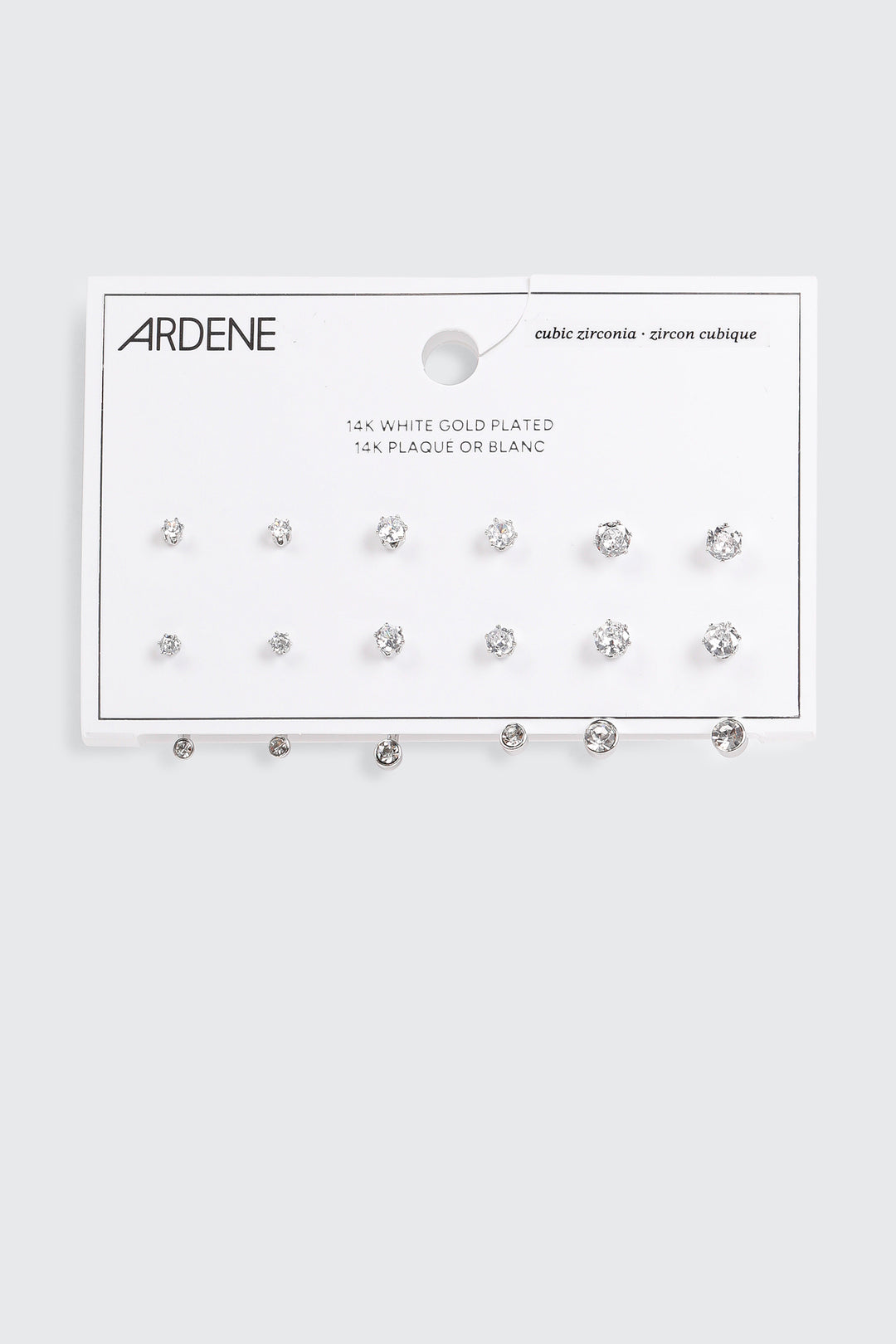 6-Pack 14K White Gold Plated Earrings