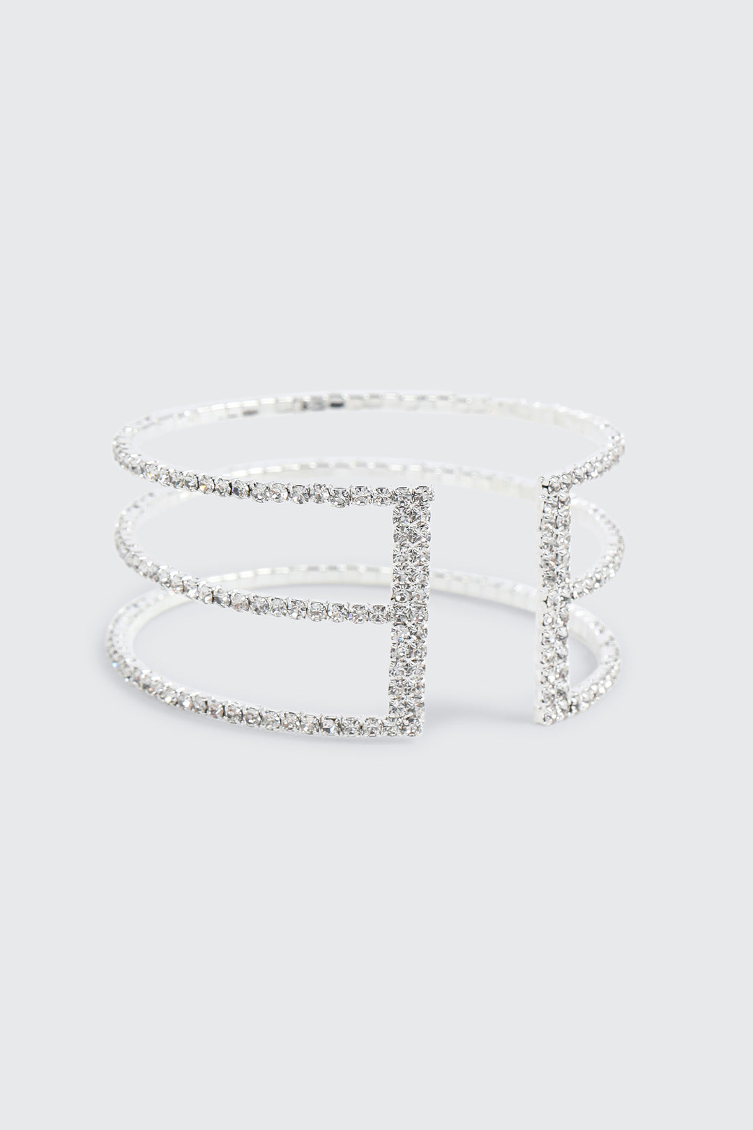 Rhinestone Three-Row Cuff Bracelet