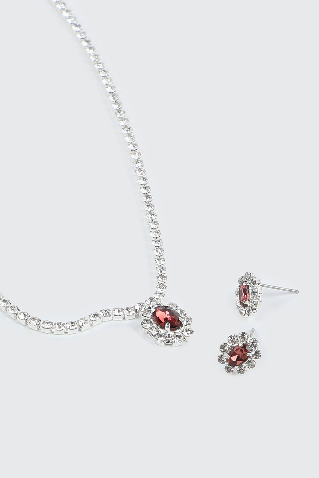 Red Stone Necklace & Earrings Set